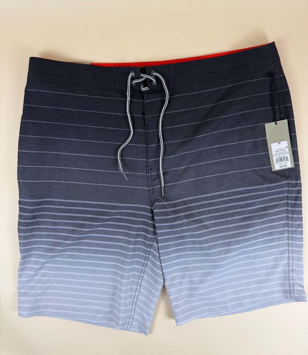 Goodfellow & Co Men's Striped Boardshorts Midnight Haze UPF 50+ Size 38